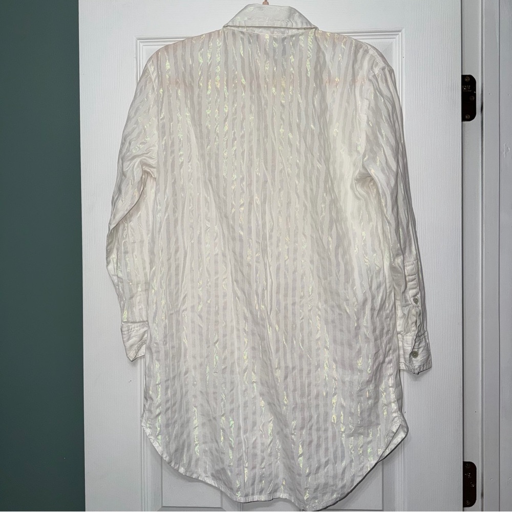 Victoria's Secret White Shirt with Iridescent Stripes - Picture 4 of 5